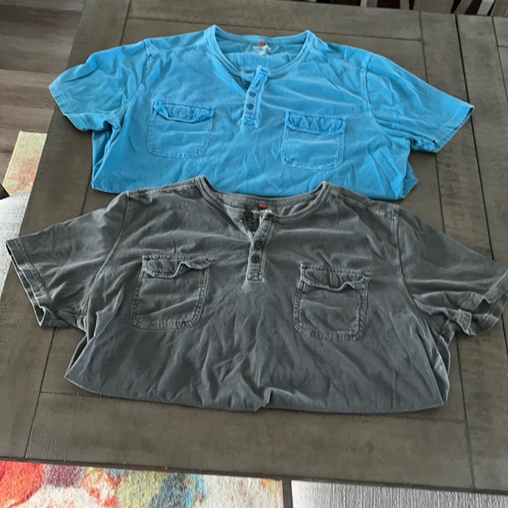 TWO RUFF HEWN SHIRTS, EUC